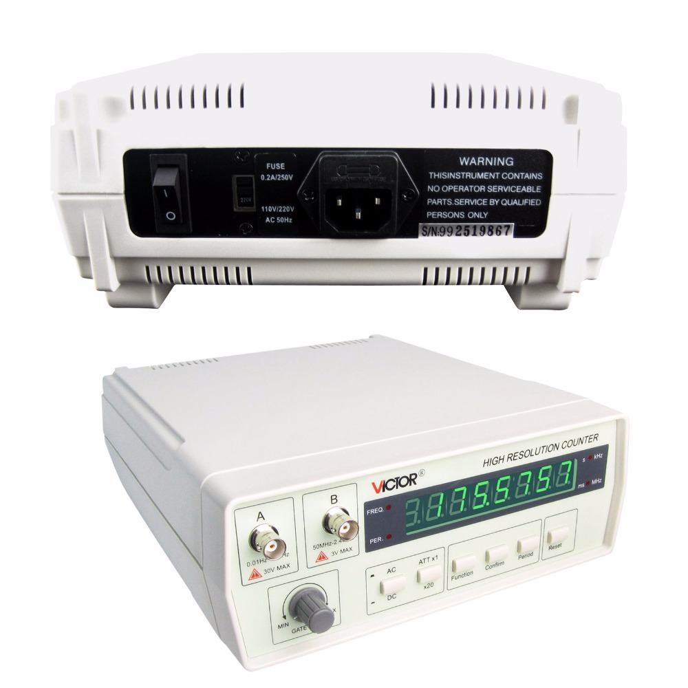 Професионални VC3165 Прецизност Фреквенција Контра Метар Тестер 0.01 Hz~ 2.4 GHz 110V 2 Влезни Канали, AC/DC спојка 8-цифрен LED