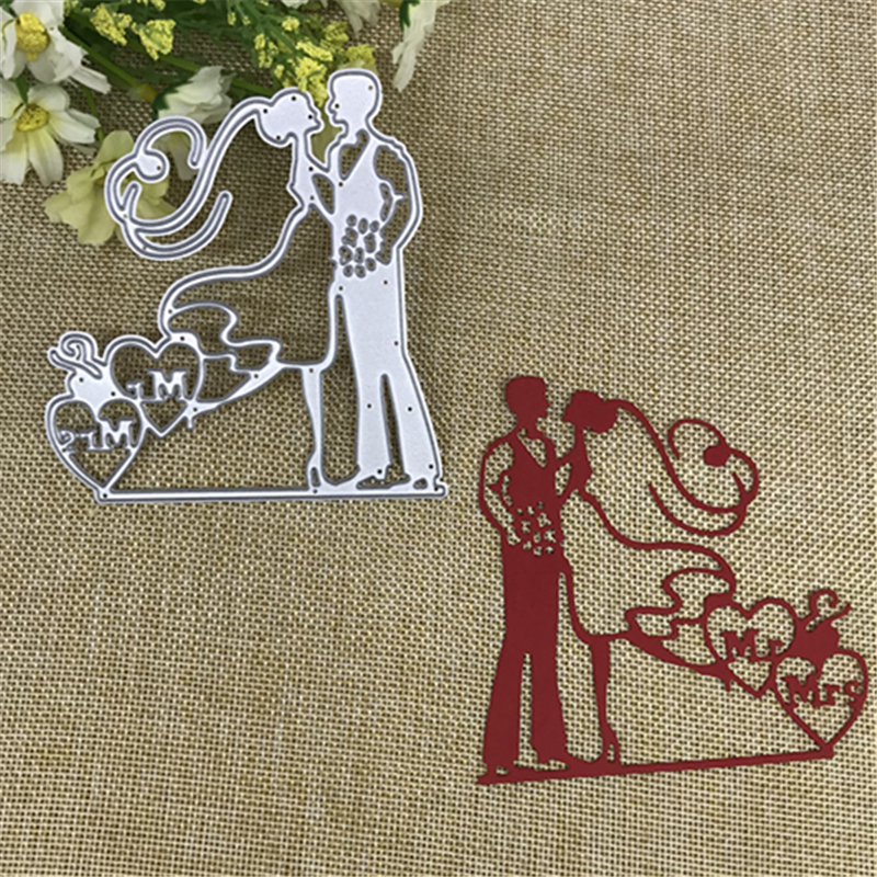 Свадба Љубов Сечење Умира Младоженецот, Невестата Бакнување Букети Stencils За DIY Scrapbooking Албум Втиснување Оркестарот