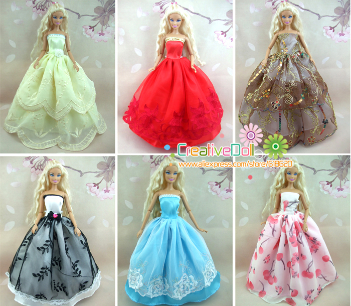 30 Предмети = 10 Свадба се Облекуваат Принцеза Gown +10Pairs Чевли + 10 додаток Облека За Кукла Барби Бебе ПОДАРОК Играчка