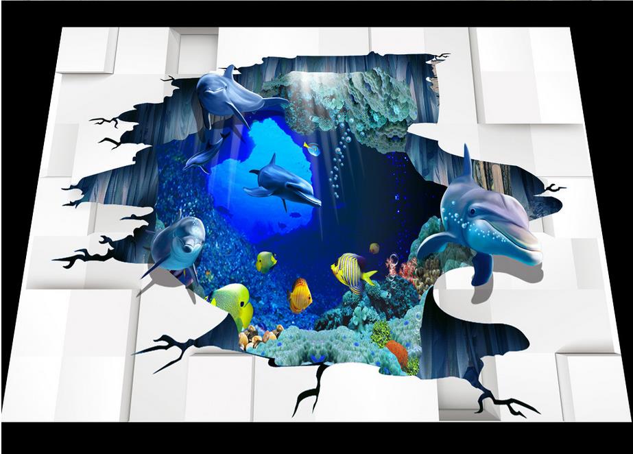 3d кат сликарство позадина Море Светот Отворено 3D димензионална слика 3d позадина водоотпорен 3d тротоарите