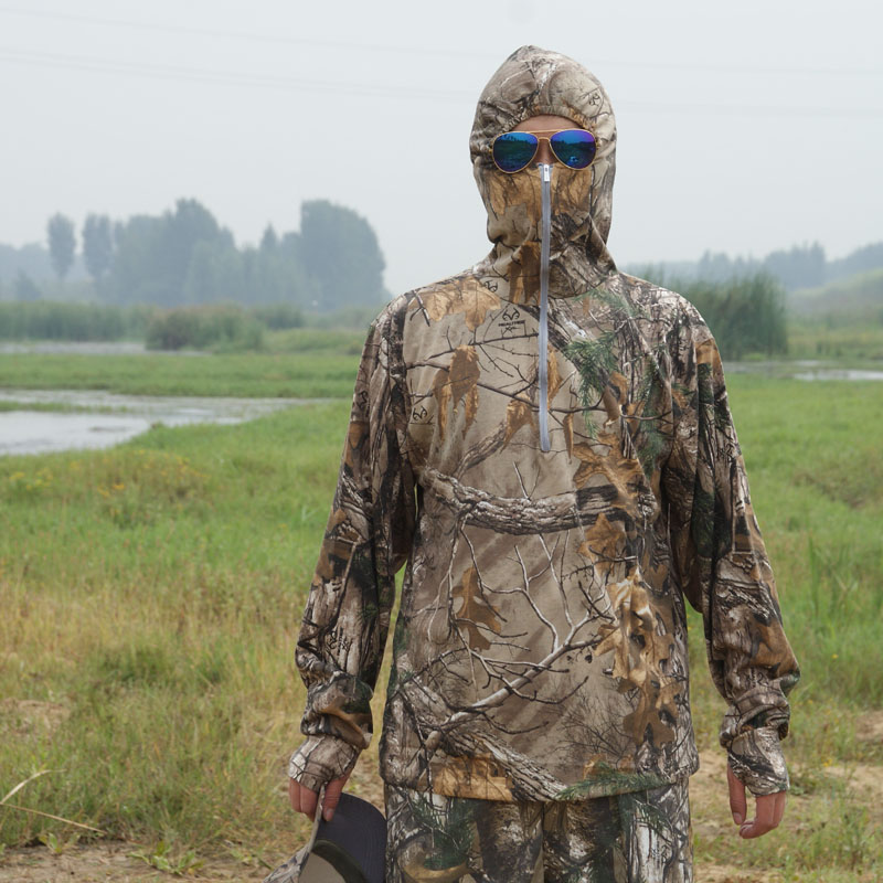 Отворено качување лов и риболов birding брзо сува дише блузи кошула bionic маскирна сончање анти комарец маскирани T-shirt