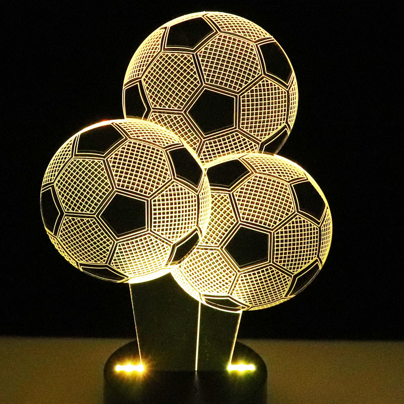 3D LED Ноќ Светлина Повеќе Фудбал Фудбал со 7 Бои на Светлината за Три Дома Декорација Светилка Неверојатни Оптички Визуелизација