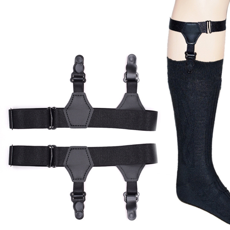 Црна Жени Мажи 2 парчиња/Set Унисекс Чорапи Garters Појас Подвезици Прилагодливи Не се лизга Двојно Клипови Нова Мода