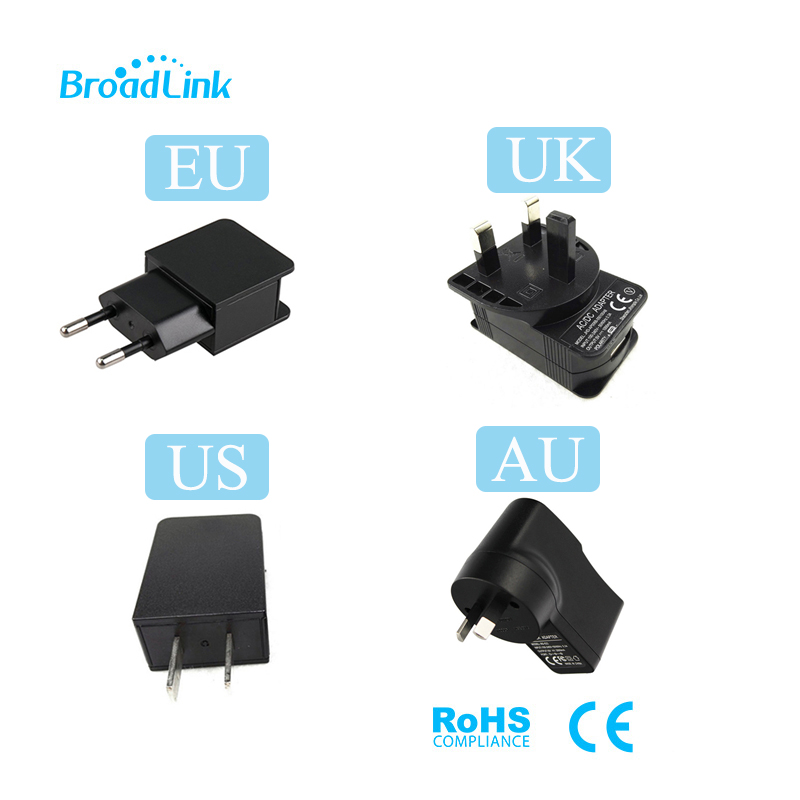 Оригиналниот Broadlink ЕУ НИ АУ велика БРИТАНИЈА Стандарден USB AC/DC Plug Надвор Адаптери Текст 100-240VAC Излез DC5V/1A