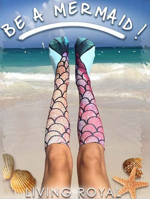 2018 Најновите Жените 3D Чорапи Цртан филм Сирена Смешно Чорапи Коленото Висока Плажа Порибување Cosplay Одговара Outwear