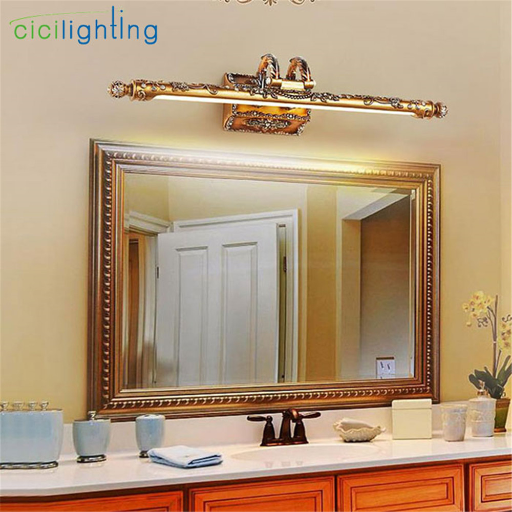 110V 220V 9W 68cm Европската смола LED огледало светла ретро бања Кујната кабинет водоотпорен анти-магла осветлување banheiro