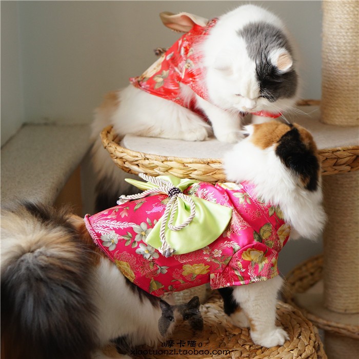 Јапонски флорални Куче куче облека се облекуваат миленичиња куче, мачка луксузни кимоно облечи гроздобер куче голем лак