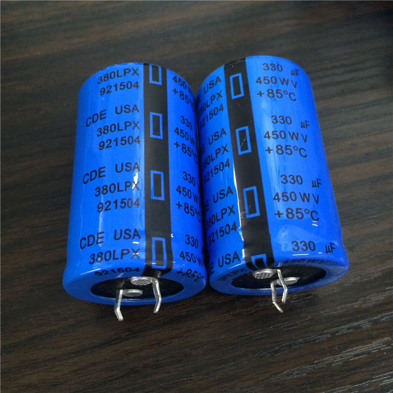 2 парчиња 330uF 450V CDE LPX Серија 30x50mm 450V330uF Snap-in во ПСУ Алуминиум Electrolytic capacitor