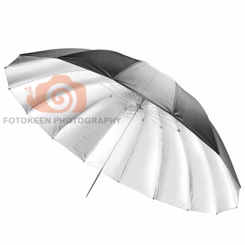 2017 Најновите 65 инчи екстра-големи рефлексивни чадор 16 Влакна Rib Параболична Црна/Сребрена Рефлексивни Чадор студио
