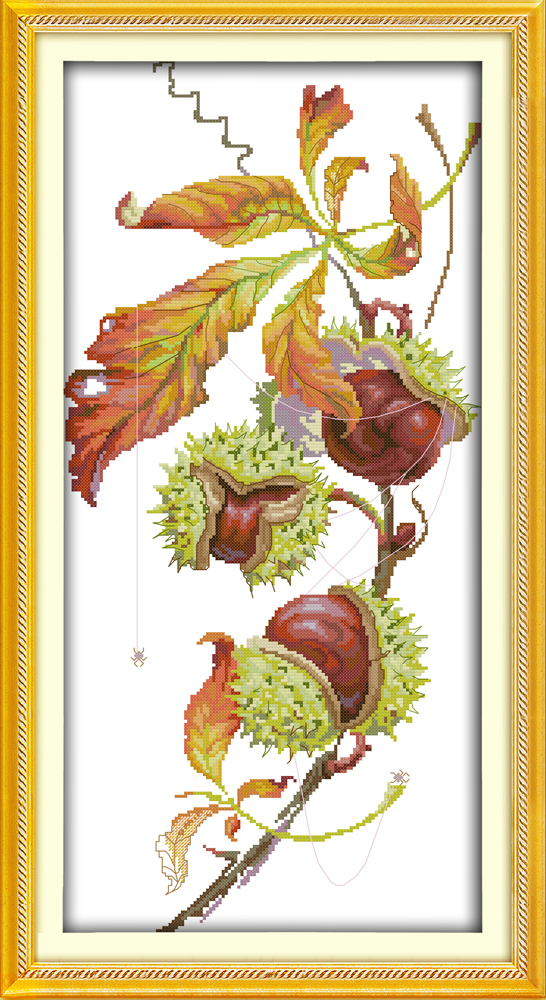 Цвеќиња јаболка Цреша овошје Грозје се зголеми сликарство се сметаат за печатење на платно DMC 11CT 14CT Крстот Бод комплет