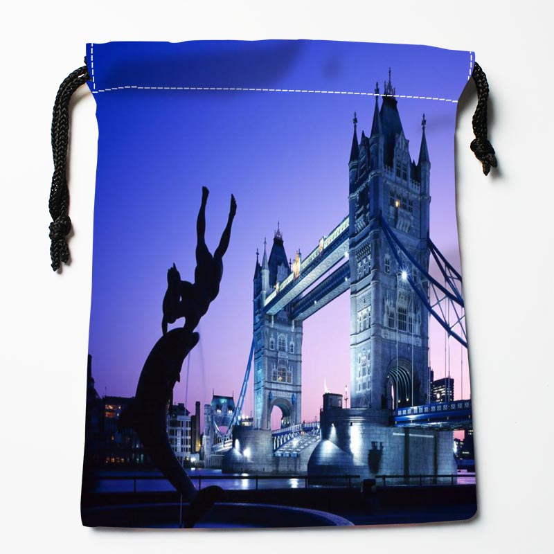 Најдобри Лондон Кула Мост Drawstring Кеси Обичај Складирање Печатени Добие Торба Компресија Тип Кеси Големина 18X22cm
