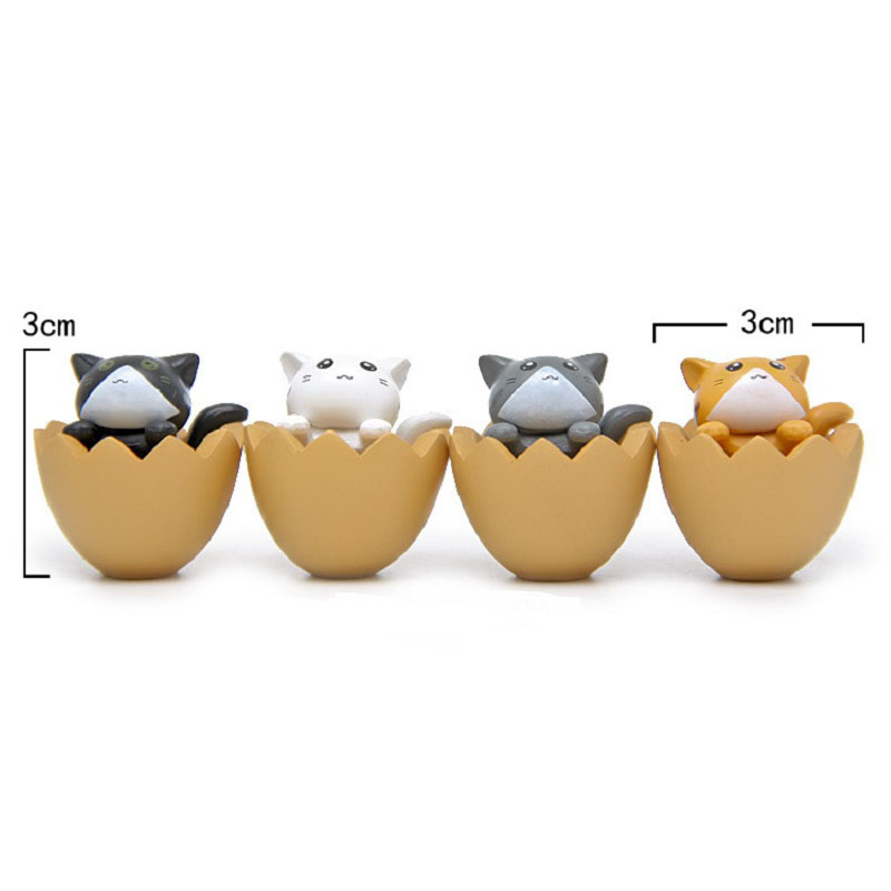 4pcs/многу Топла Продажба Kawaii Eggshell Мачка ПВЦ Бројки Играчки Модел DIY Градина Микро Пејзаж Декорација на Новогодишни Подароци За Деца