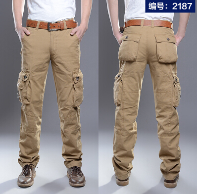2017 Бренд Mens мода Воениот Товар Панталони Мулти-џебови Baggy Мажите Панталони Секојдневен Панталони Комбинезони Војска