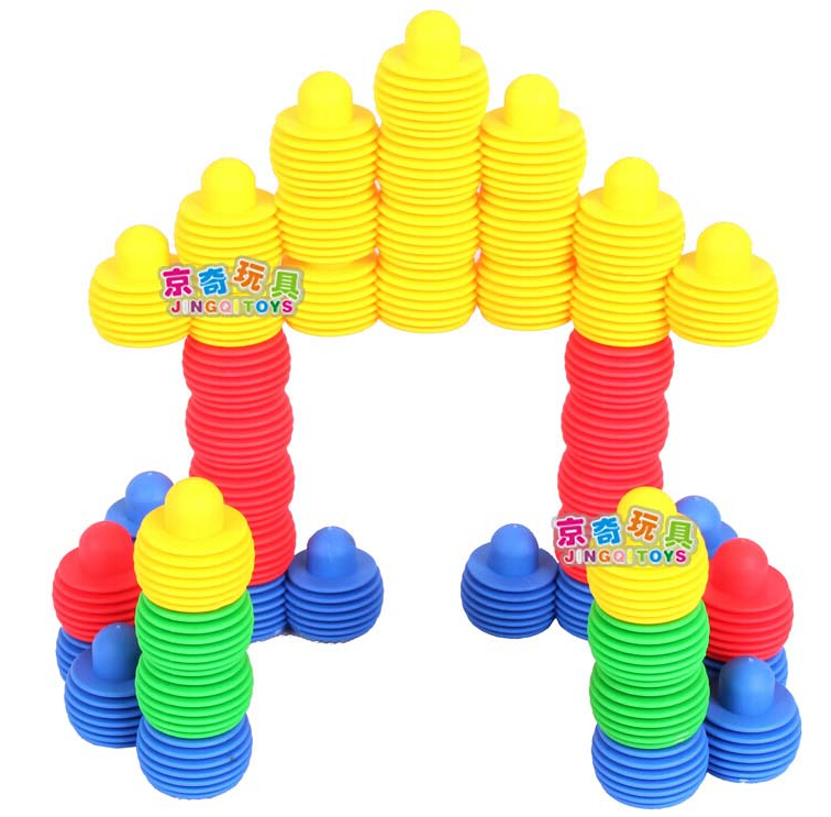 JingQi пластична играчка на бебето роденденски подарок мека круг слоеви форма DIY градење на блок образовни блокови 1