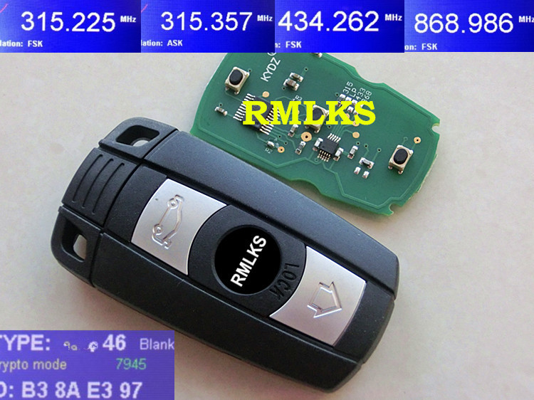 RMLKS 3 Копчето на Далечинскиот Автомобил Клуч Одговара За Smart Картичка 315Mhz 433Mhz 868Mhz PCF7945 Чип Неисечени HU92 Сечилото CAS1 CAS2 CAS3 Систем