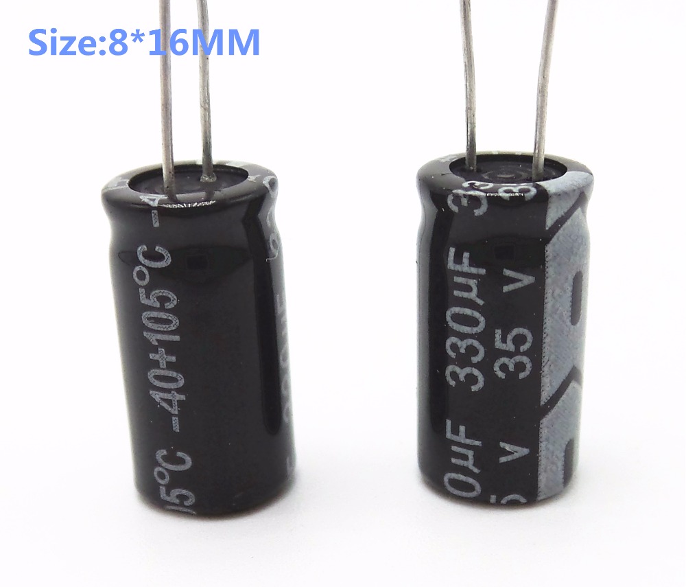 120pcs/многу 35V 330UF 8*16 алуминиум electrolytic capacitor 330uf 35v