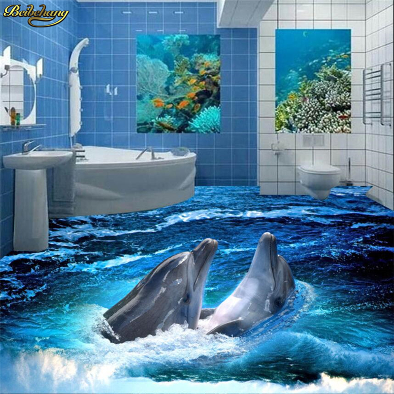 beibehang Обичај фото кат обоен ѕид позадина делфин 3D стерео бања кат декорација сликарство de papel parede