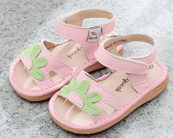 малку девојки писклив сандала кожа squeakers 1-3 години децата рачно изработени летни чевли нина sapatos забава бебе чевли зелена цвет