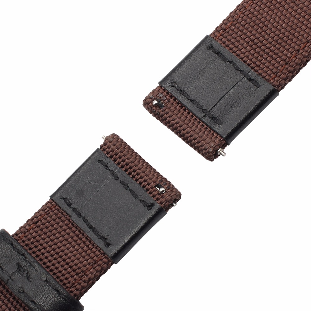 Ткаени Најлон & Кожа Watchband 22mm Брзо Ослободување за Samsung Опрема S3 Класичен Граница Види Бенд од не ' Рѓосувачки