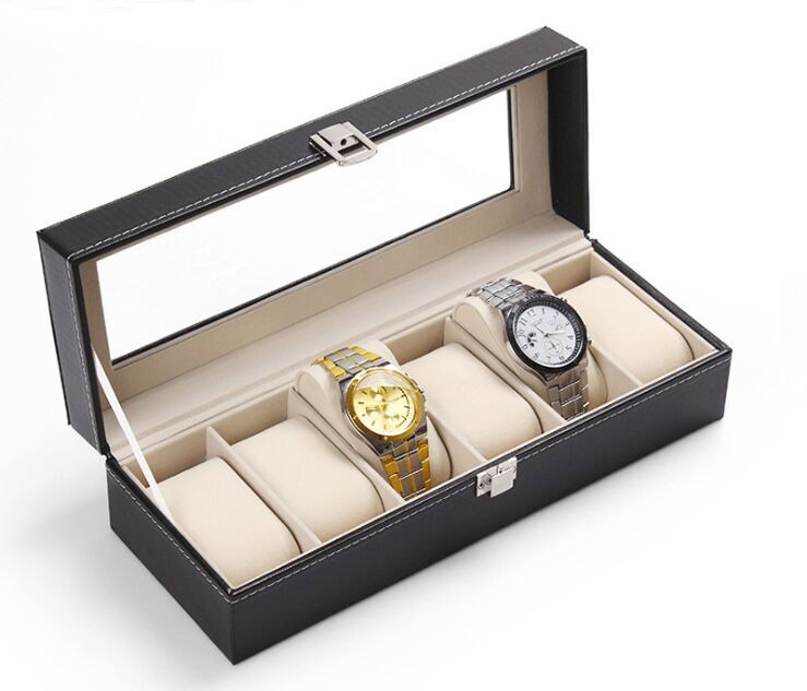Добар Фидбек за Квалитетот рачен часовник Екран зачувување Организатор Кутија Контејнер 6 Ќелија Кожа Windowed Случај се види кутија топла продажба