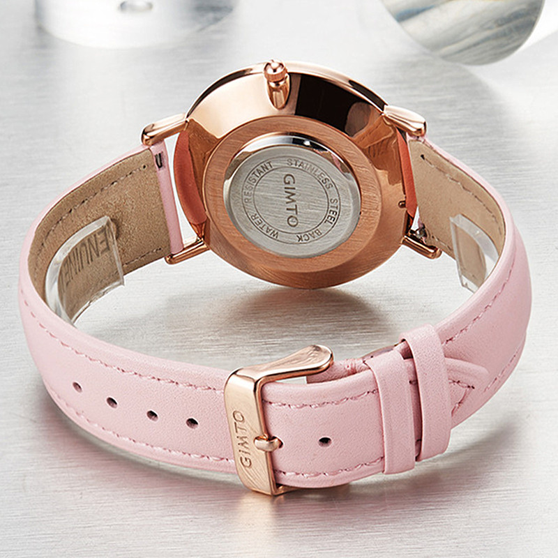 GIMTO луксузни Модни Жените часовници кварц види хривнија рачни часовници кожа бенд жените се облекуваат часовници
