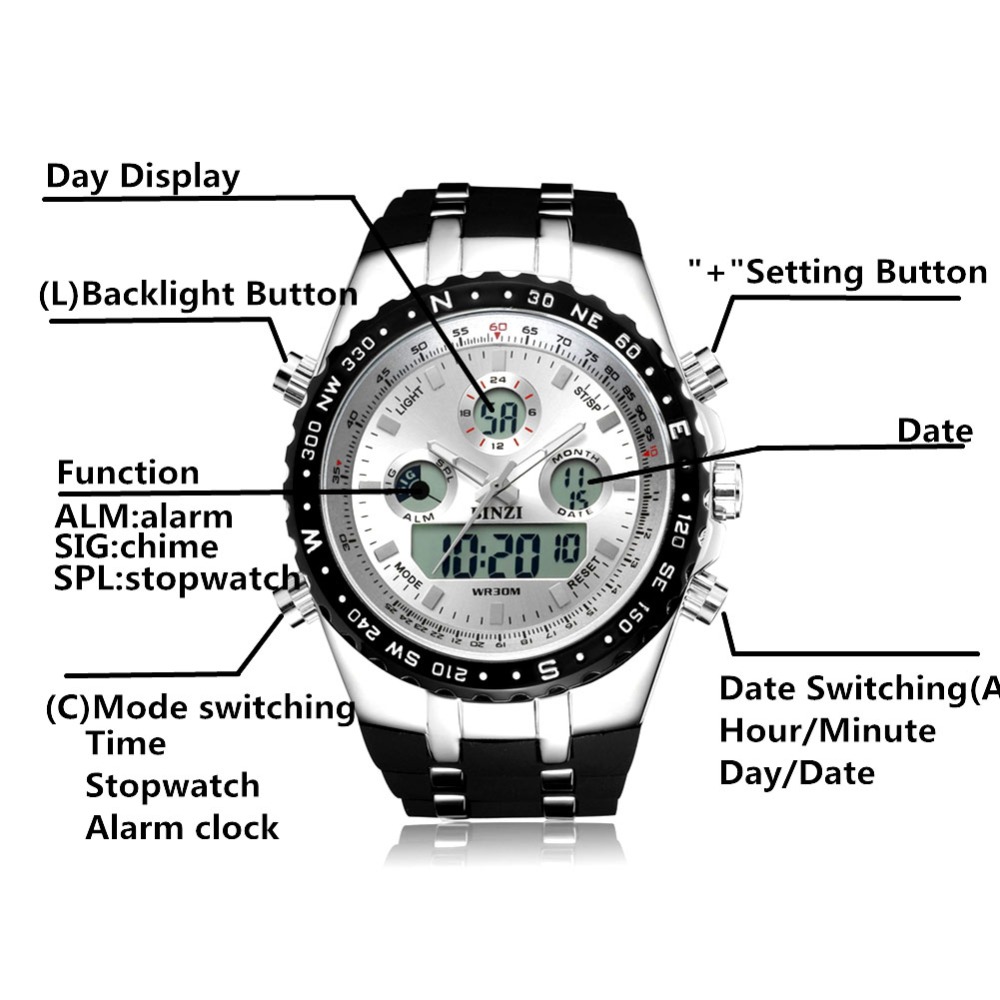 Дигитален часовник Relogio Masculino Електронски Мажи спортски Зглоб луксузни мажите Машки digital-Види LED Спорт Отворено