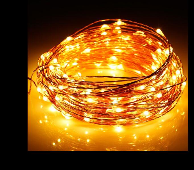 10M 33FT 100 led 3 AA Батерија Напојува Декорација ПРЕДВОДЕНА од Бакарна Жица Самовила String Светла за Божиќ фестивал