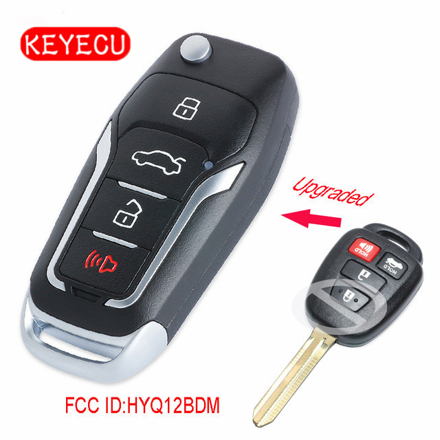 Keyecu Надгради Флип Далечински Автомобил Копче Фоб за Toyota RAV4 Camry е корола 2014- 314MHz H Чип FCC ID: HYQ12BDM