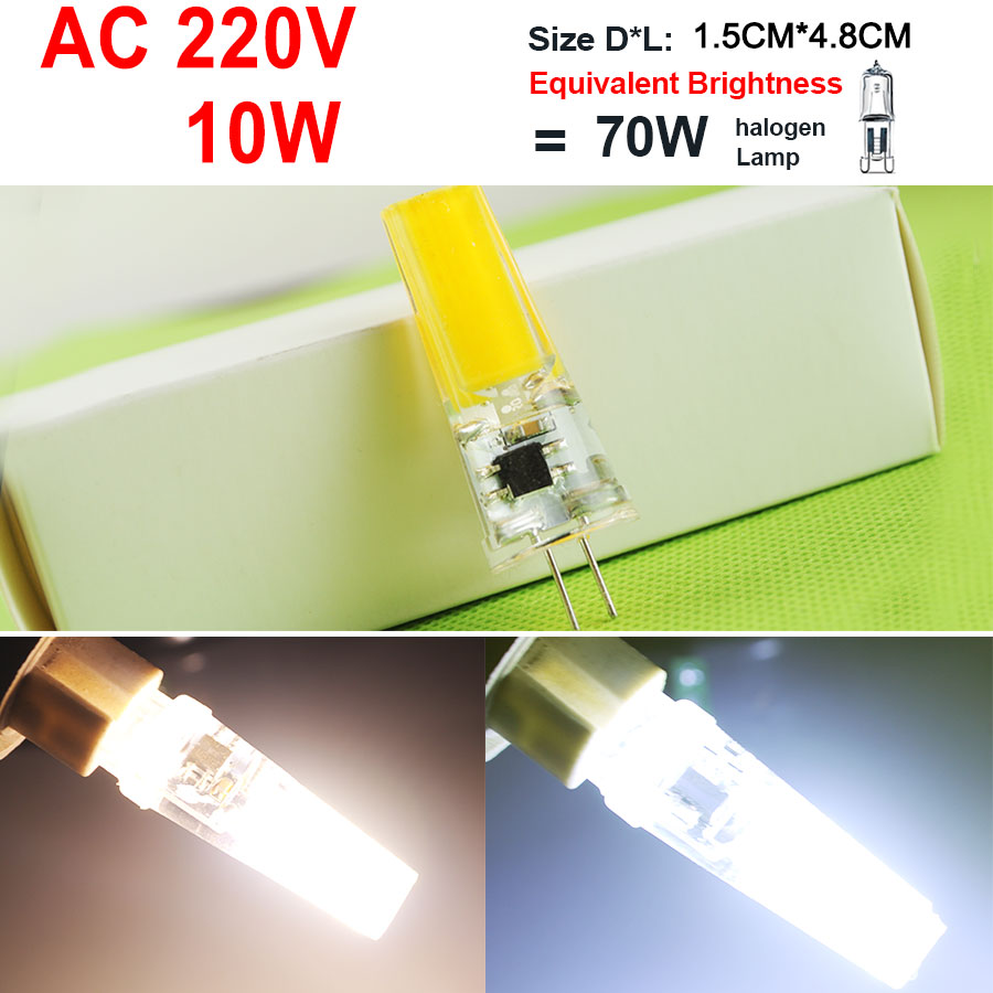 10pcs Dimmable КОЧАН G4 LED Сијалица 6W 10W AC напон 220V ACDC 12V LED Светилка Кристал LED Светло Lampadine Lampara