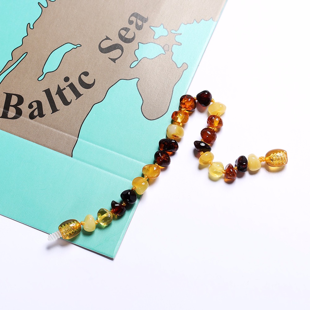 Балтички Килибар Teething Хривнија за Бебе(Multicolor) - рачно изработени во Литванија - Лабораториски Тестирани Автентични