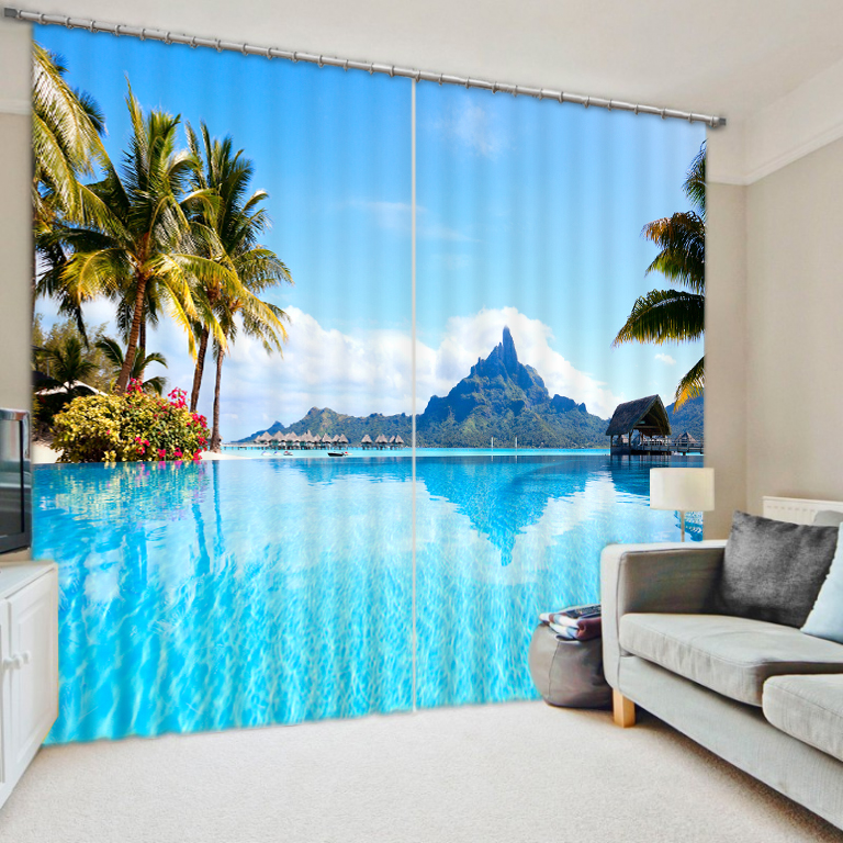 Сопствени 3d Фото Завеса Висок квалитет морски пејзаж Завеси За Дневна Соба и Спалната соба 3D Прозорец Завеси