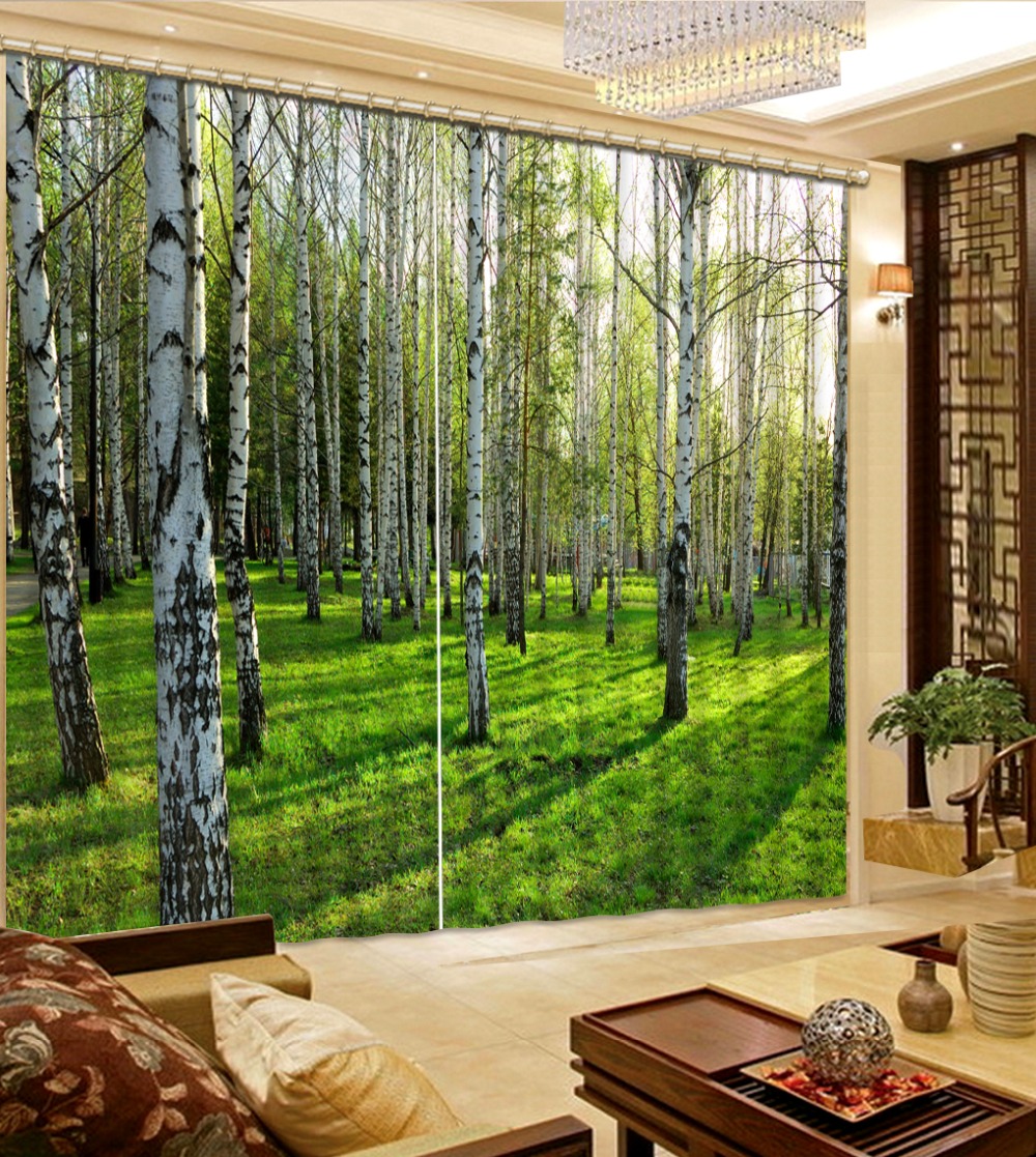 Модерната Завеси дрво шума 3D Завеса За Спалната соба Дневна соба Затемнување 3D Прозорец Завеси