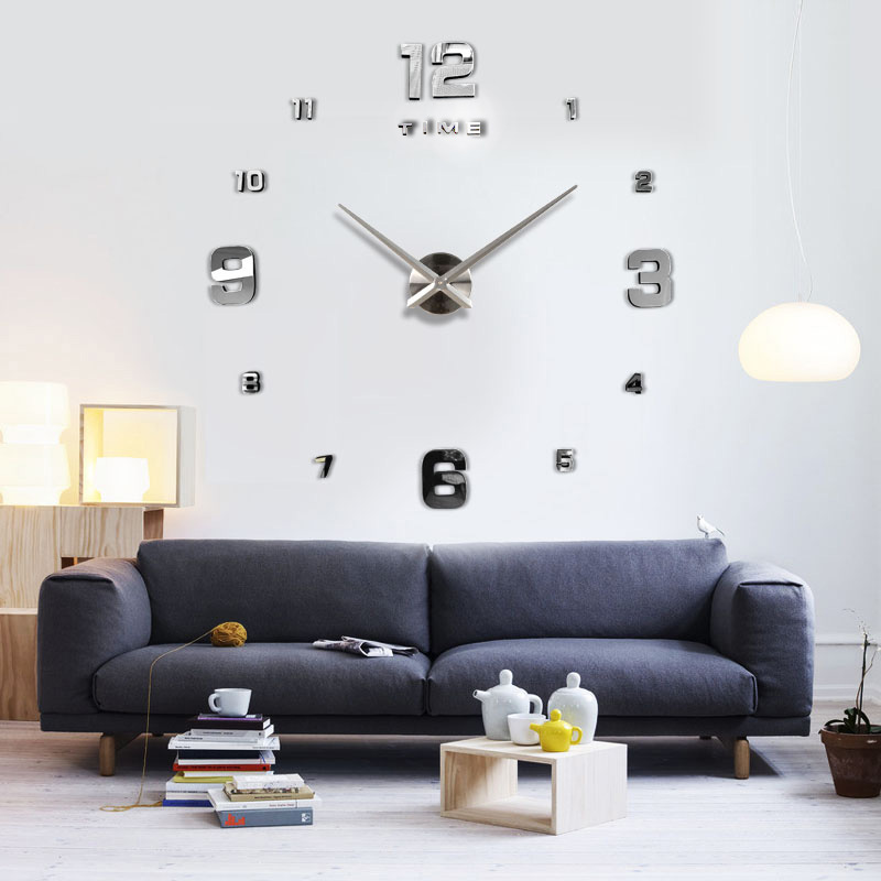 2017 Нов Дом декорација големо огледало ѕиден часовник модерен дизајн 3DDIY декоративни Огледало ѕидни часовници види уникатен подарок Freeshipping