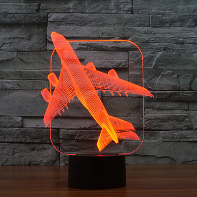 3D Ноќта Светлина Светилка Авион Визуелна Led Осветлување за Соба Декорација Новина Божиќ Подарок