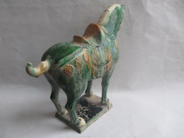 20.3 cm * / Исклучителна античка Кина колекција Танг sancai керамички коњ статуа