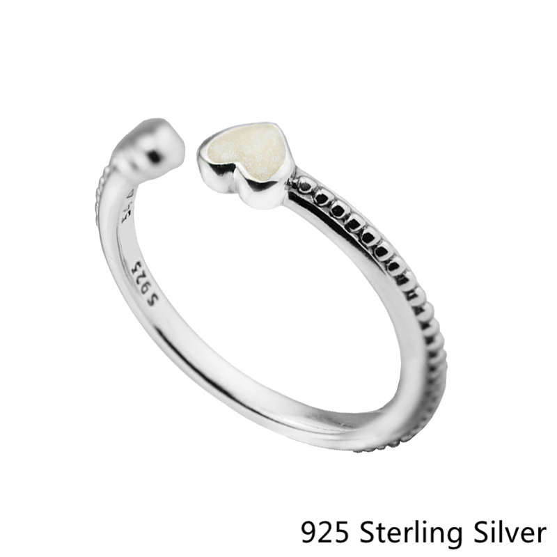 925 Sterling Silver Прстени Европски Стил Накит Срцата на Љубовта, Сребро Глеѓ Оригинална Мода Шарм CKK