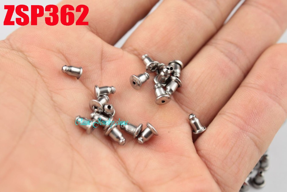 нерѓосувачки челик Уво Пост Куршум Plug Назад Earring Затка уво студ делови 500pcs ZSP362