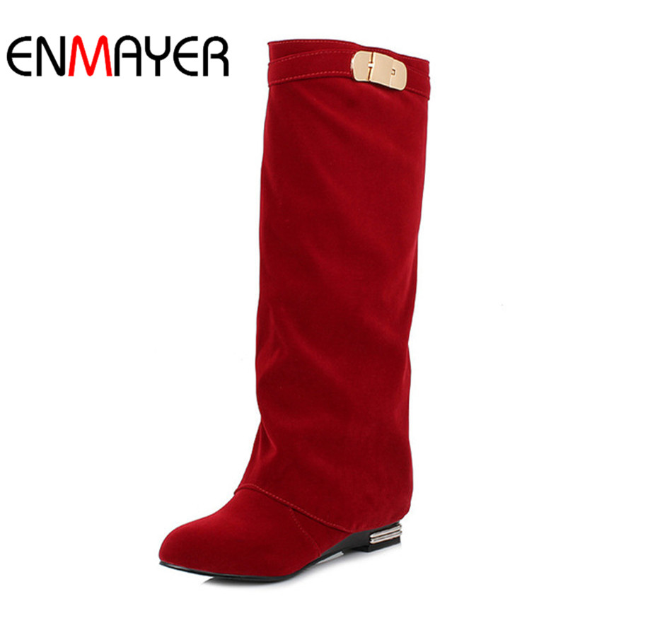 ENMAYER Западна Мода Британски Стил Директно Поставува Нога Модна Секси Високи Чизми Црна, Црвена Кафеава Капка Превозот Голема Големина 34-43