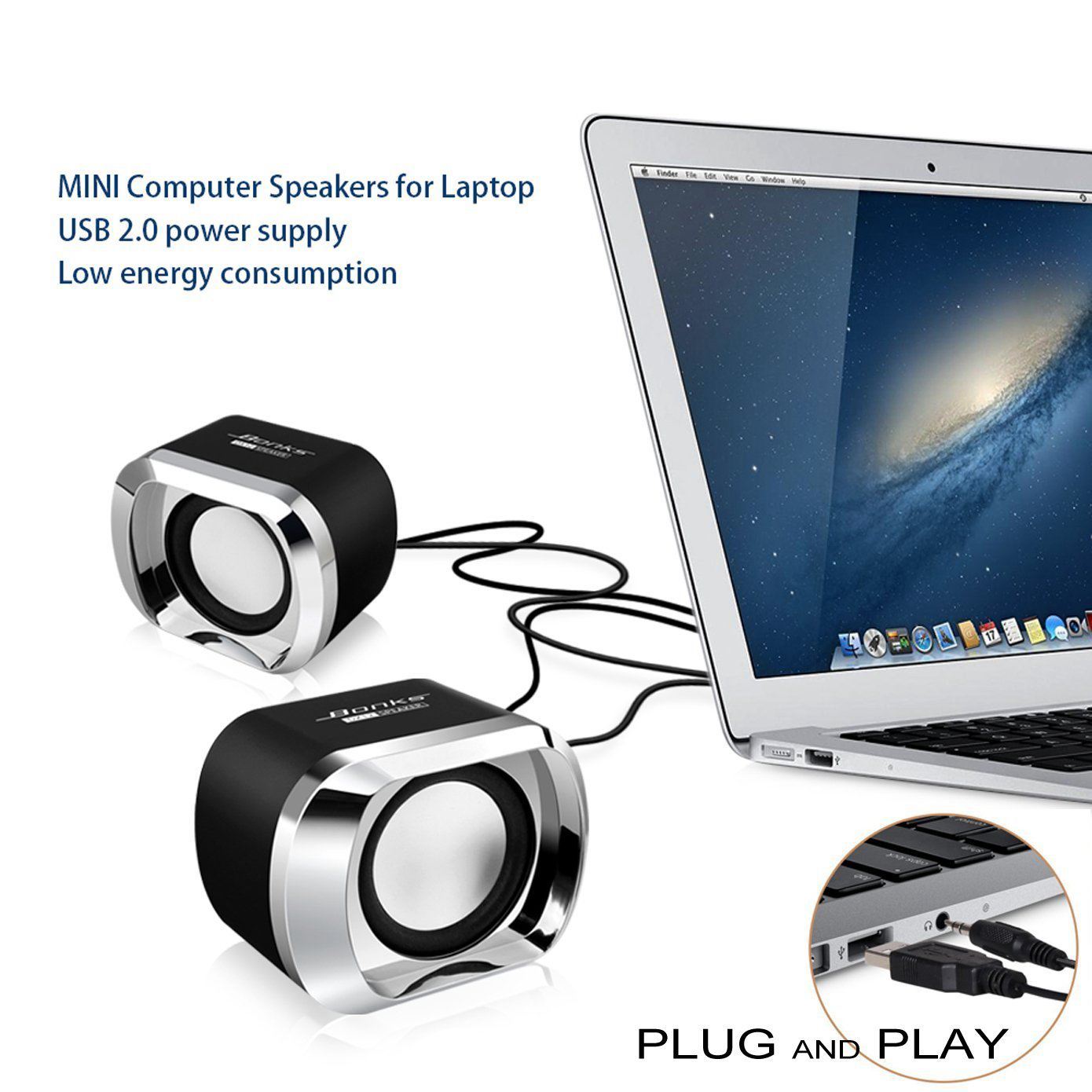 ТОПЛО-USB 2.0 Лаптоп Звучници Стерео Звучници со Мини Компјутер Звучник за Десктоп, Лаптоп, Лаптоп КОМПЈУТЕР MP3 MP4 3,5 мм ПОМОШЕН ВО црно