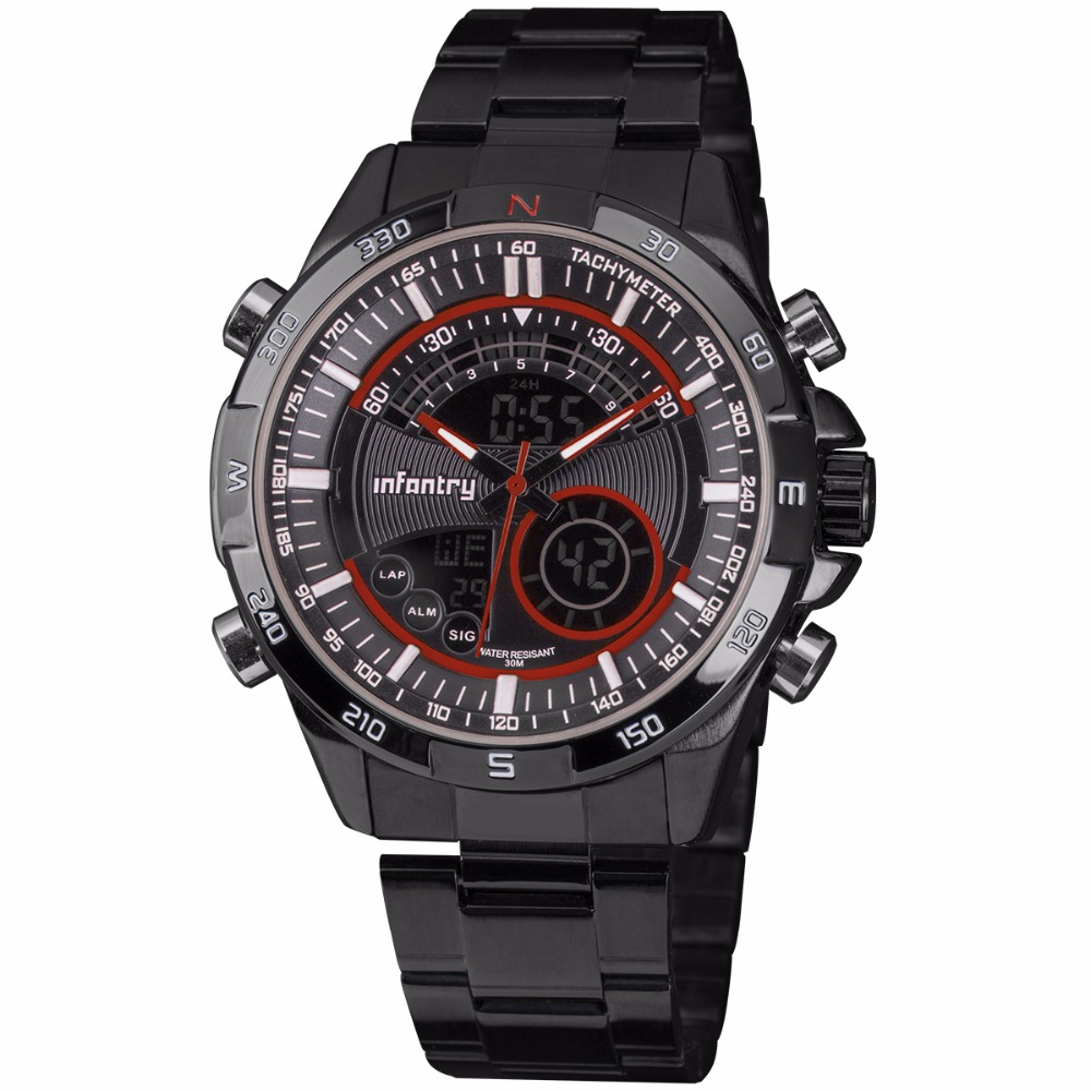НОВИТЕ Дигитални Часовници Целосна Челик Мажите Голема Dial Спортски рачни часовници Машки Часовник Relogio Masculino