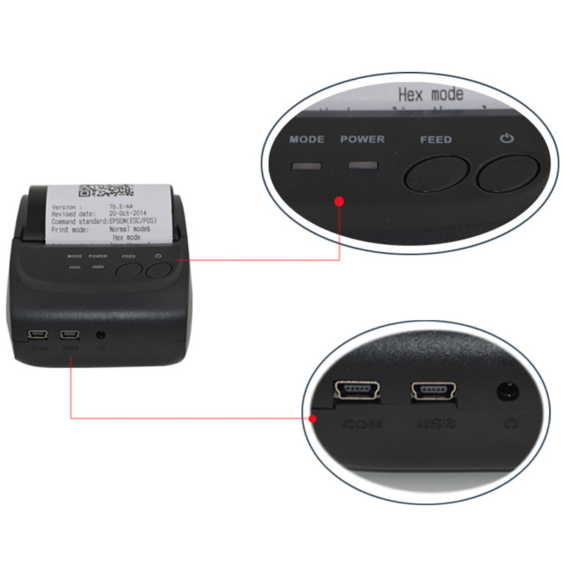 Преносни 58mm Термички Bluetooth Печатач на Bluetooth Приемот Печатач на bluetooth USB / сериски порт за Windows Андроид ПОС Печатач