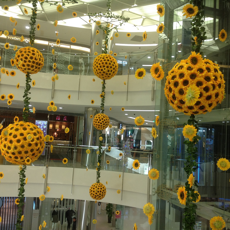Фабриката Штекер !!Вештачка Свила Цвеќиња Сончоглед Топката Centerpieces Жолта Свадба Бакнување Топки Виси Украсни Топки