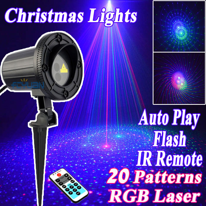 Водоотпорен IP65 Божиќ Светла Отворено RGB Ласерски Врнежи Проектор Движење Со IR-Далечински 20 Шема Самовила Светла Luminaria