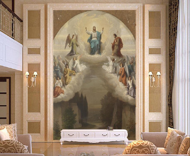 Сопствени 3d mural Европската маслото верски mural Исус Ангел позадина 3D обичај дневна соба Хотел позадина mural