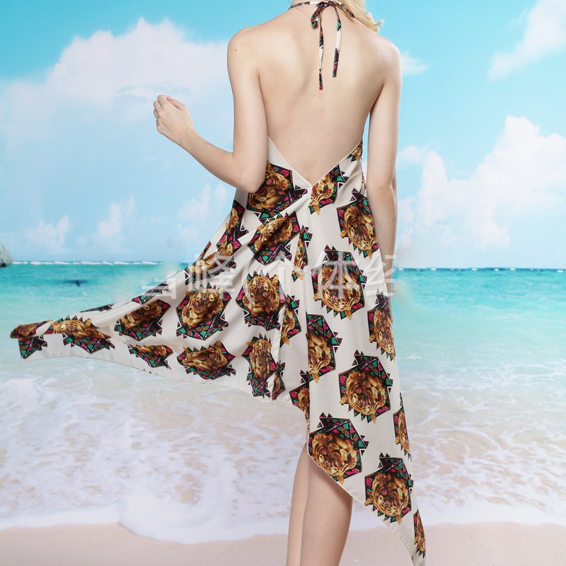 TDFunlive трговија на големо цена тигар печатени лабава мека секси фустан shawl женски тенка плажа Марами секси Бикини
