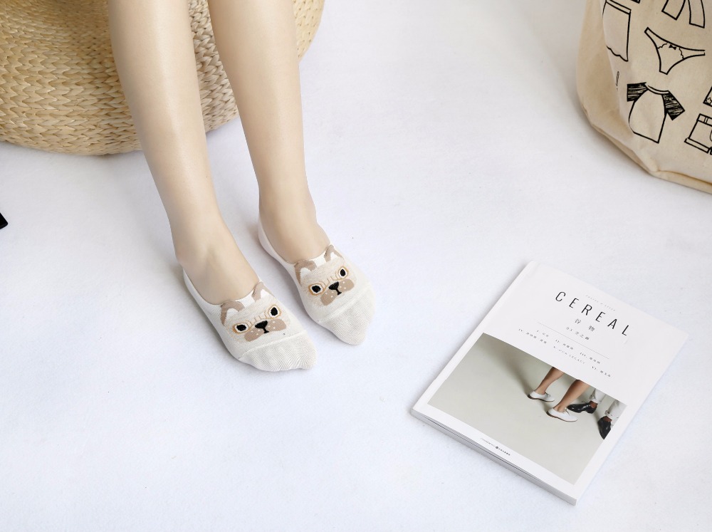 Нов стил kawaii чорапи летните Жените Невидливи Чорапи Ниска Намали прекрасна симпатична Цртан филм куче 3D чорапи дама