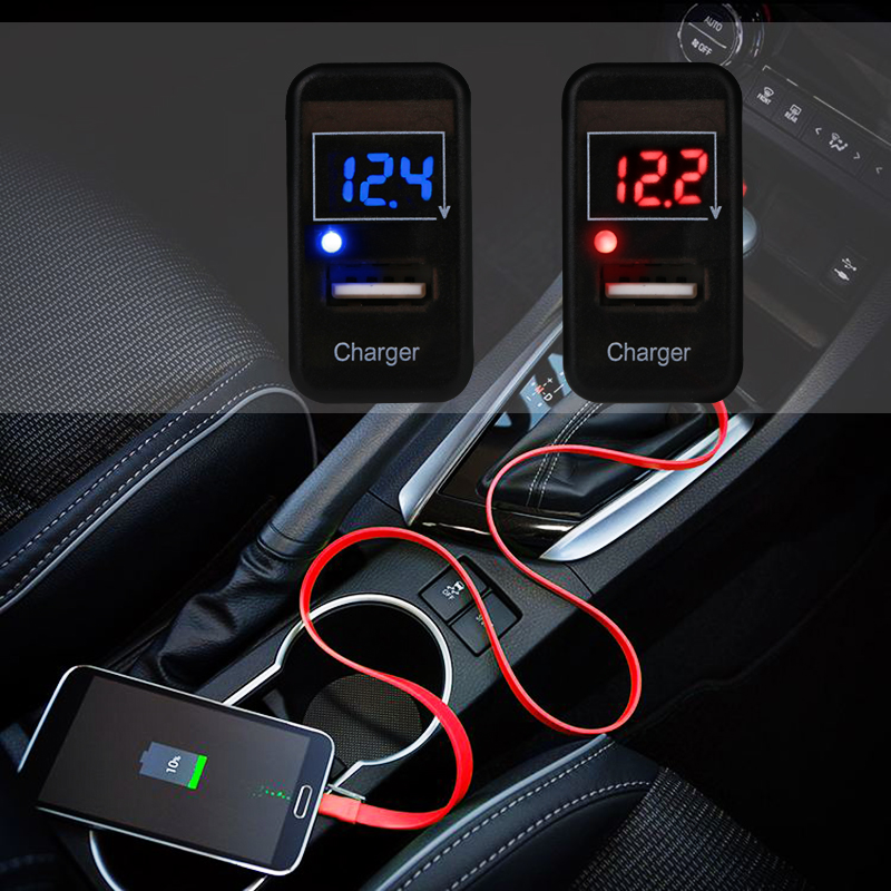 За Тојота Led USB Автомобил Полнач Voltmeter 5V 2.1 USB Приклучок Адаптер За Тојота VIGO Автомобил Промена Делови Refitting