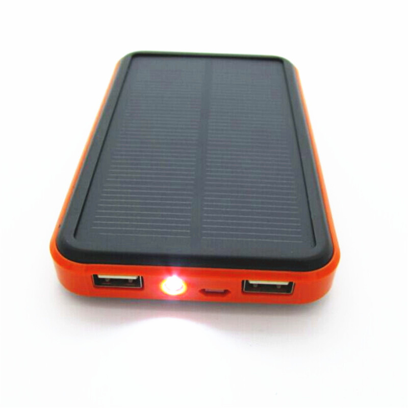 Водоотпорен Соларна Енергија Банка Вистински 20000 mAh Двојна USB Надворешни Полимер Батерија Полнач Отворено Светло Светилка Powerbank Универзална