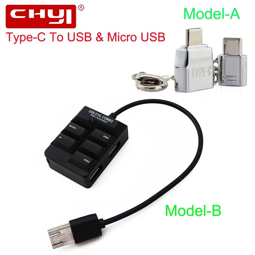 CHYI USB Тип-C USB ХАБ-C До 2 Порт USB2.0 Со SD/ТФ-Картичка Читателот Тип C Микро USB OTG Splitter Адаптер За Телефонски Таблета Лаптоп