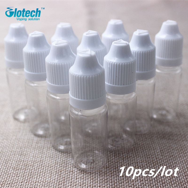 Glotech 10pcs пластични dropper e-течни шише Празно шише ecig Дете доказ за безбедност капа Празна E течни пластични